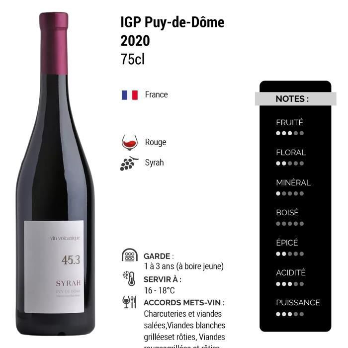 Syrah Rouge 2020 - Lot de 3x75cl - Maison Desprat-Saint Verny - Vin Rouge du Val de Loire - Appellation IGP Puy-de-Dôme