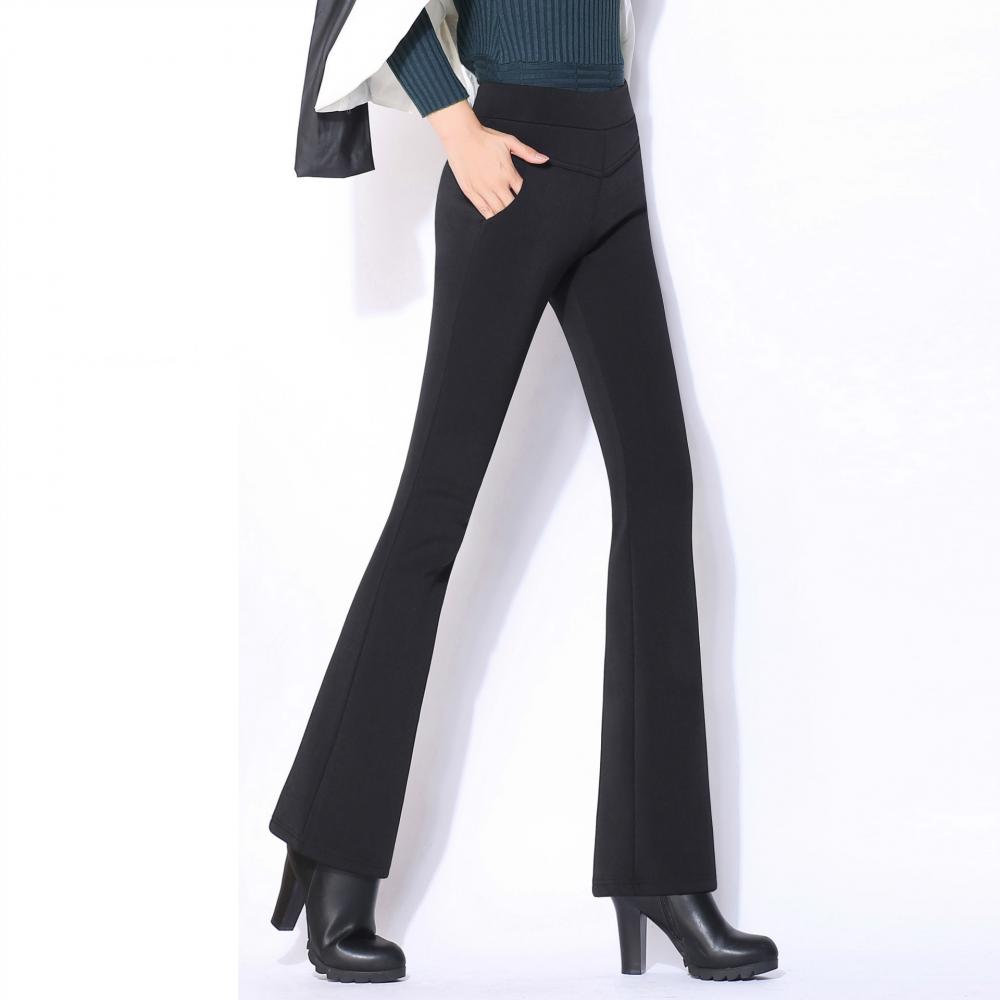 Pantaloni a zampa Eastic in velluto a coste, pantaloni a gamba larga da donna, taglie forti 4XL, pantaloni a vita alta da donna, leggings da lavoro