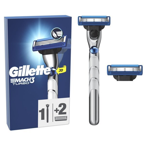 Sistem za britje Gillette Mach3 Turbo<br>Vključuje 2 nadomestni rezili