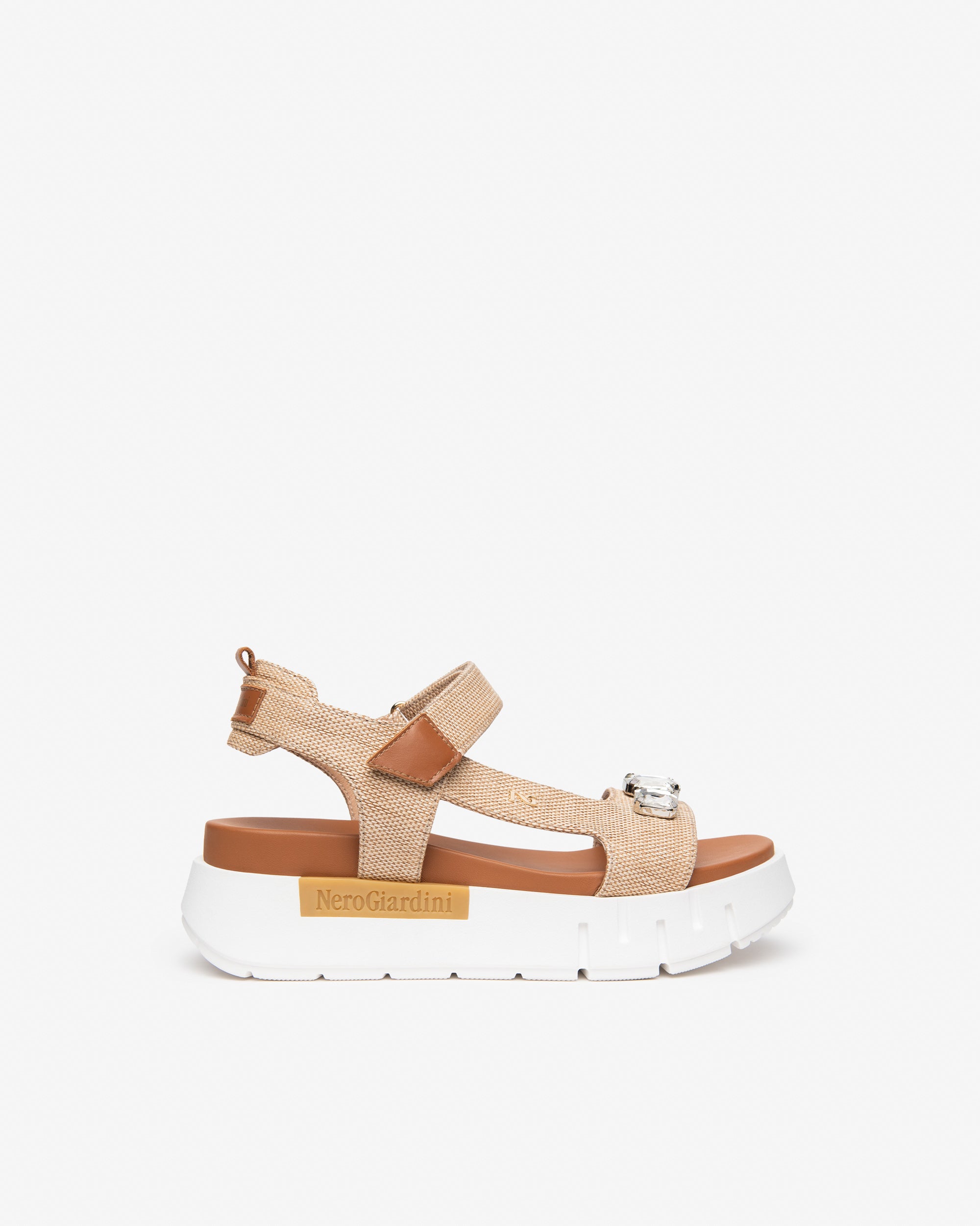  Damen-Sandalen aus Leder und Stoff