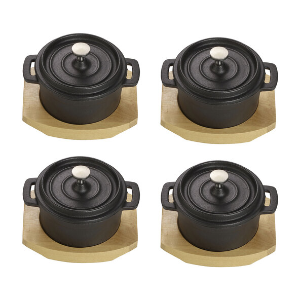 Cratiță mini din fontă, set de 4