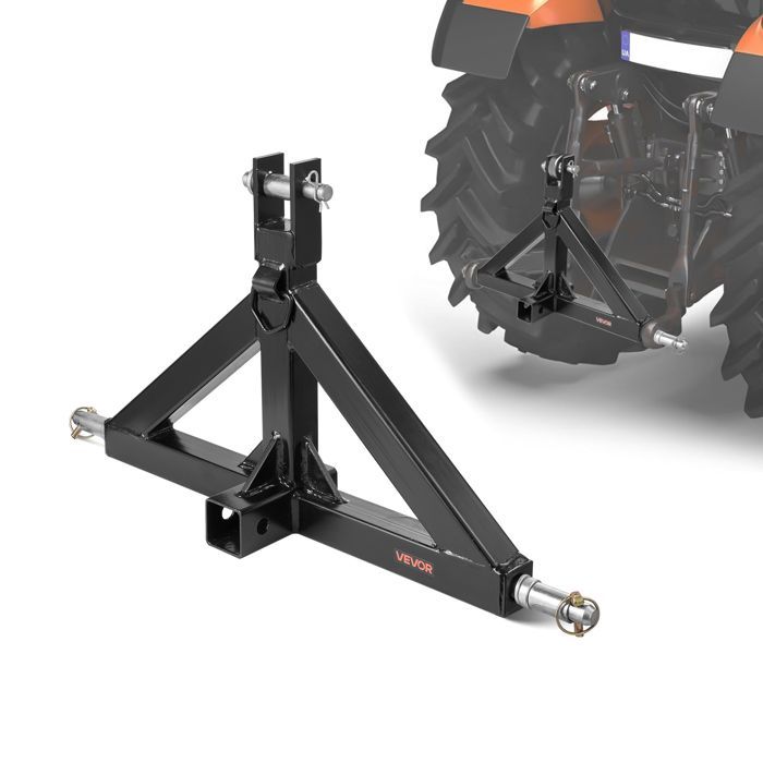 Enganche de remolque de 3 puntos VEVOR con receptor de 5 cm - Fijación rápida de 3 puntos, capacidad de 1360 kg, adaptador de enganche de remolque de alta resistencia