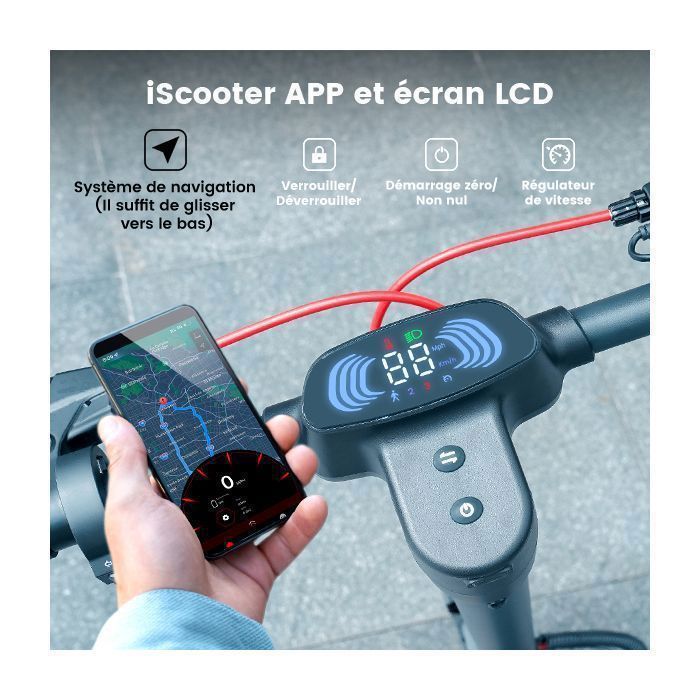 Trottinette Électrique Pliable pour Adulte i10pro - Autonomie 60km Batterie 48V 15Ah Pneus10'' Moteur 800W 4 Modes avec Scooter APP