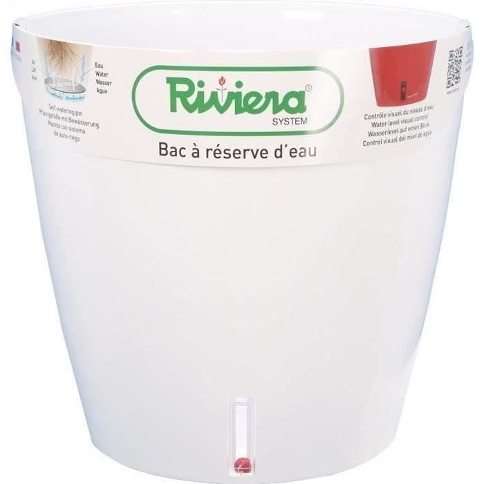 Maceta RIVIERA con depósito de agua - EVA NUEVA Redonda - Ø 35 x H 33 cm - Blanca