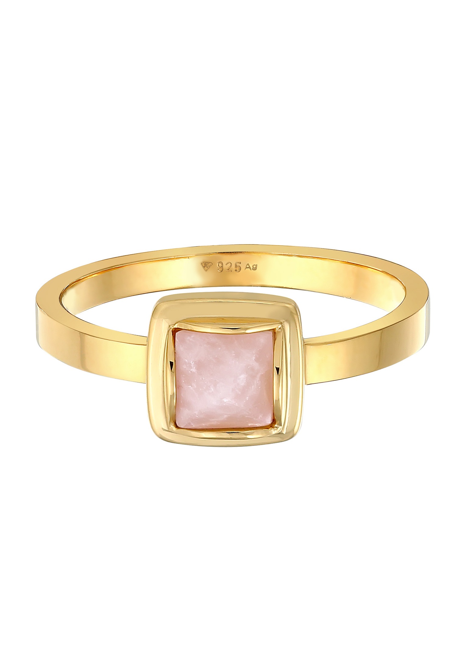 Elli PREMIUM Elli PREMIUM Bague Femmes Solitaire Pyramide avec Quartz rose en argent sterling 925 plaqué or