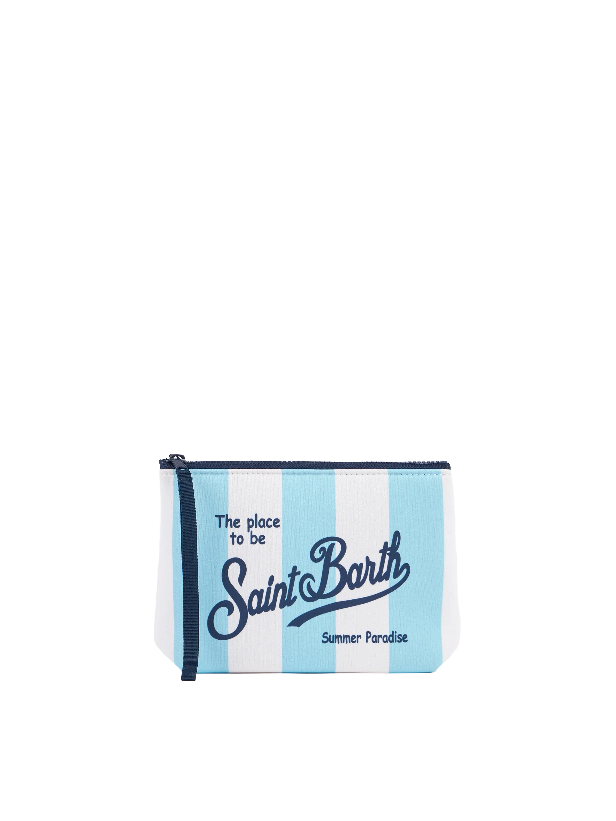 Aline scuba clutch tas met blauwe streepprint