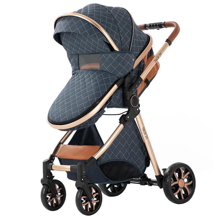 Magic ZC 3-in-1 Kinderwagen, Kombi-Kinderwagen, Trio-Kinderwagen bis 15 kg, 0-3 Jahre, mit Handtasche und Regenschutz, Blau