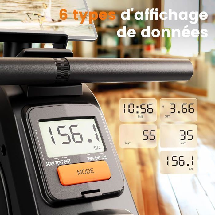 YOSUDA Rameur Magnétique 16 Niveaux - Silencieux avec App & Écran LCD, Capacité 160 kg, Cardio, Rangement Vertical, Montage Facile