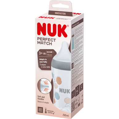 Nuk Perfect Match M Cotton 3M dětská láhev s regulací teploty 260 ml 1 ks 1 ks