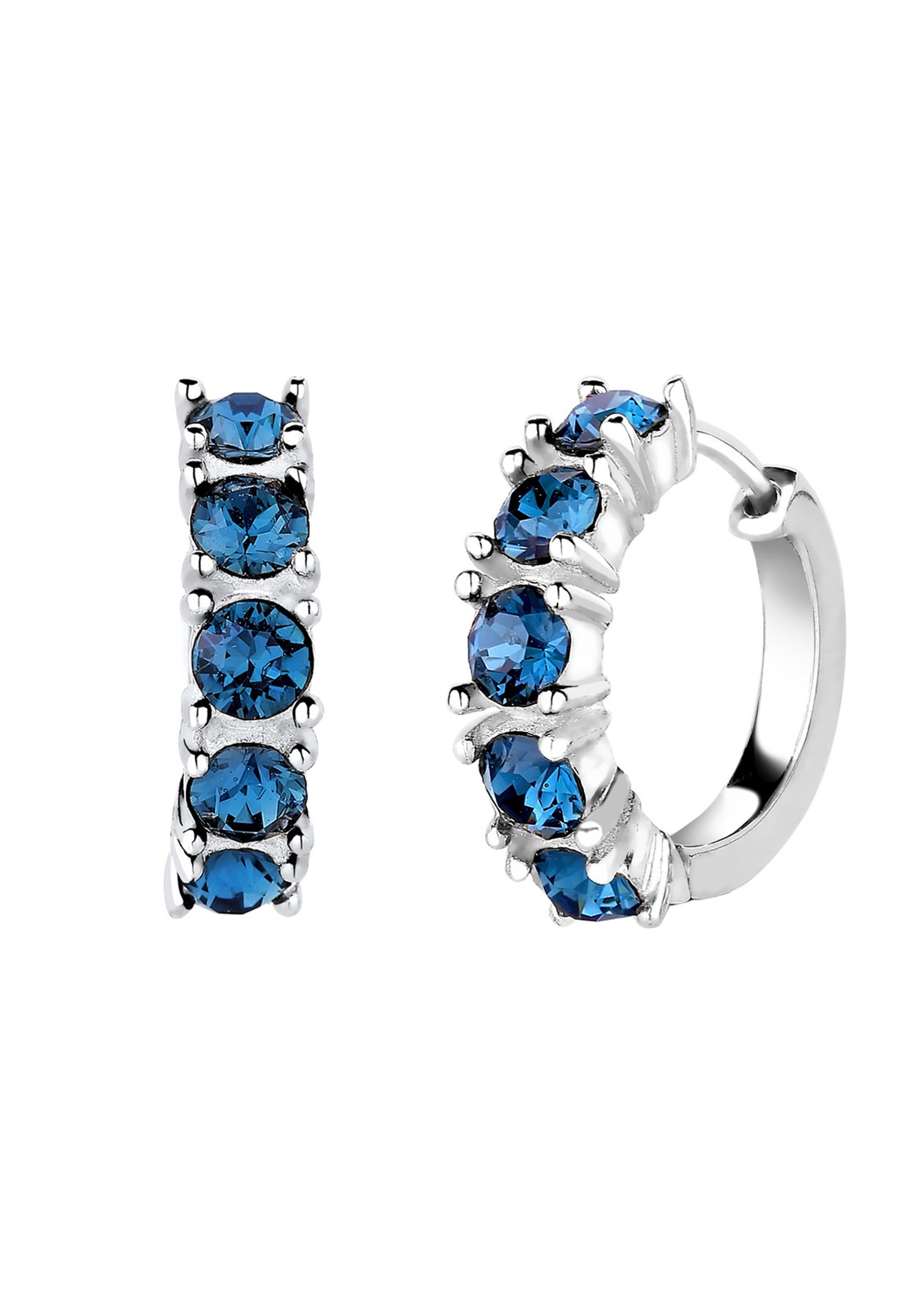 Elli Femmes créoles avec cristaux bleu en argent sterling 925