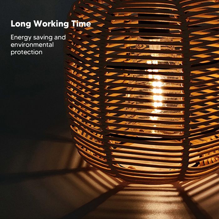 Linterna solar de exterior - Ulisem - Ratán y hierro - Impermeable - Luz cálida