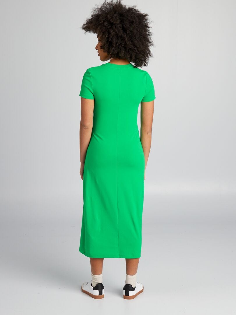 Vestido largo premamá elástico - VERDE