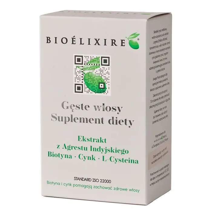 Bioelixire Gęste Włosy, Ekstrakt z agrestu indyjskiego, biotyna, cynk, L-cysteina, Płyn
