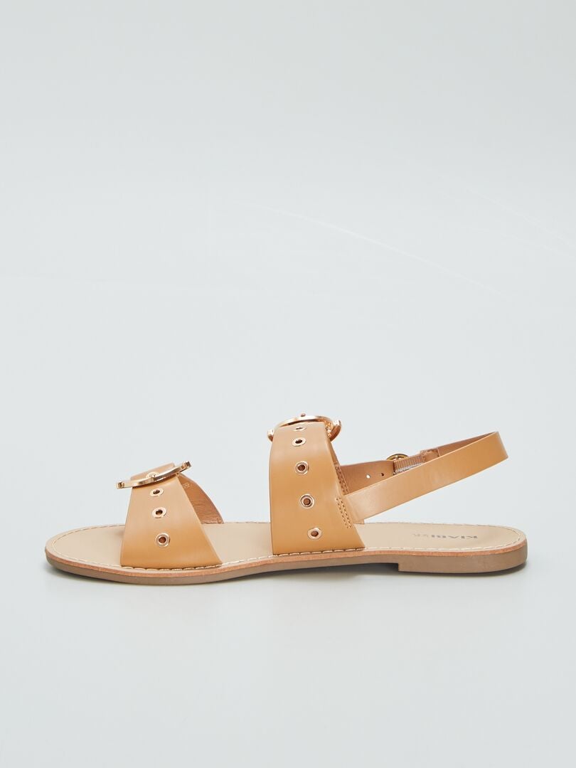 Sandalen met studs op de bandjes - BRUIN