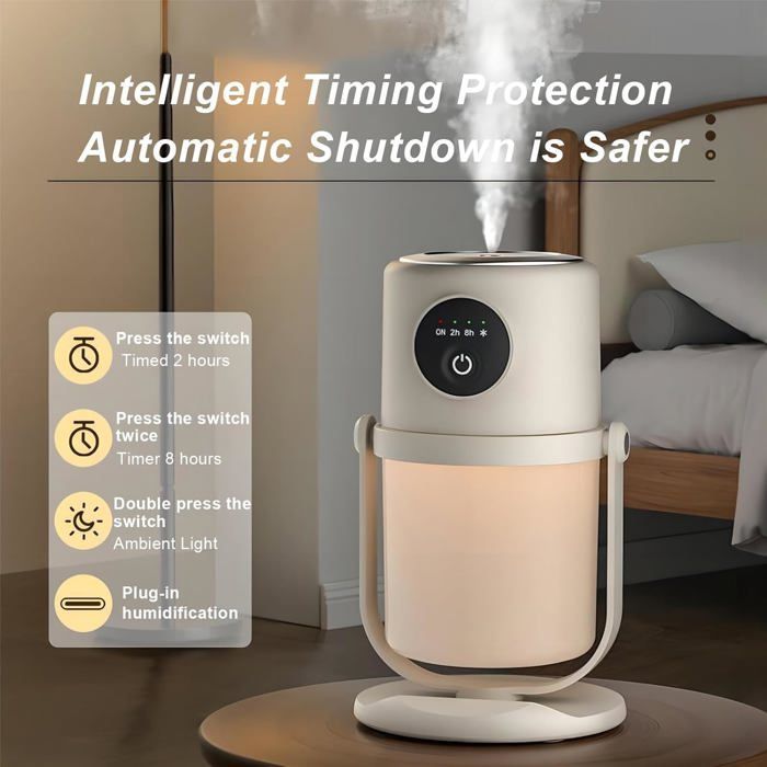 Humidificateur - SANS MARQUE - 280 ml - Ultrasonique silencieux - Rotation 360° - Veilleuse intégrée
