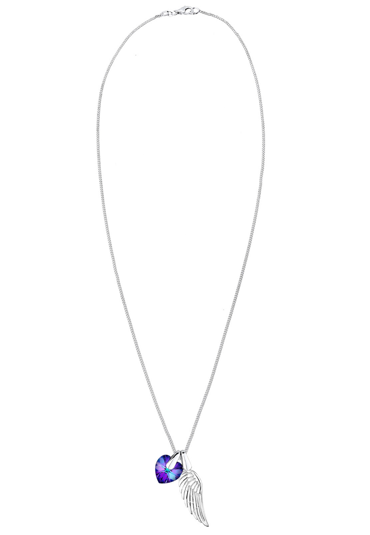 Elli Femme Pendentif Coeur Aile de Précieux Cristal en Argent Sterling 925