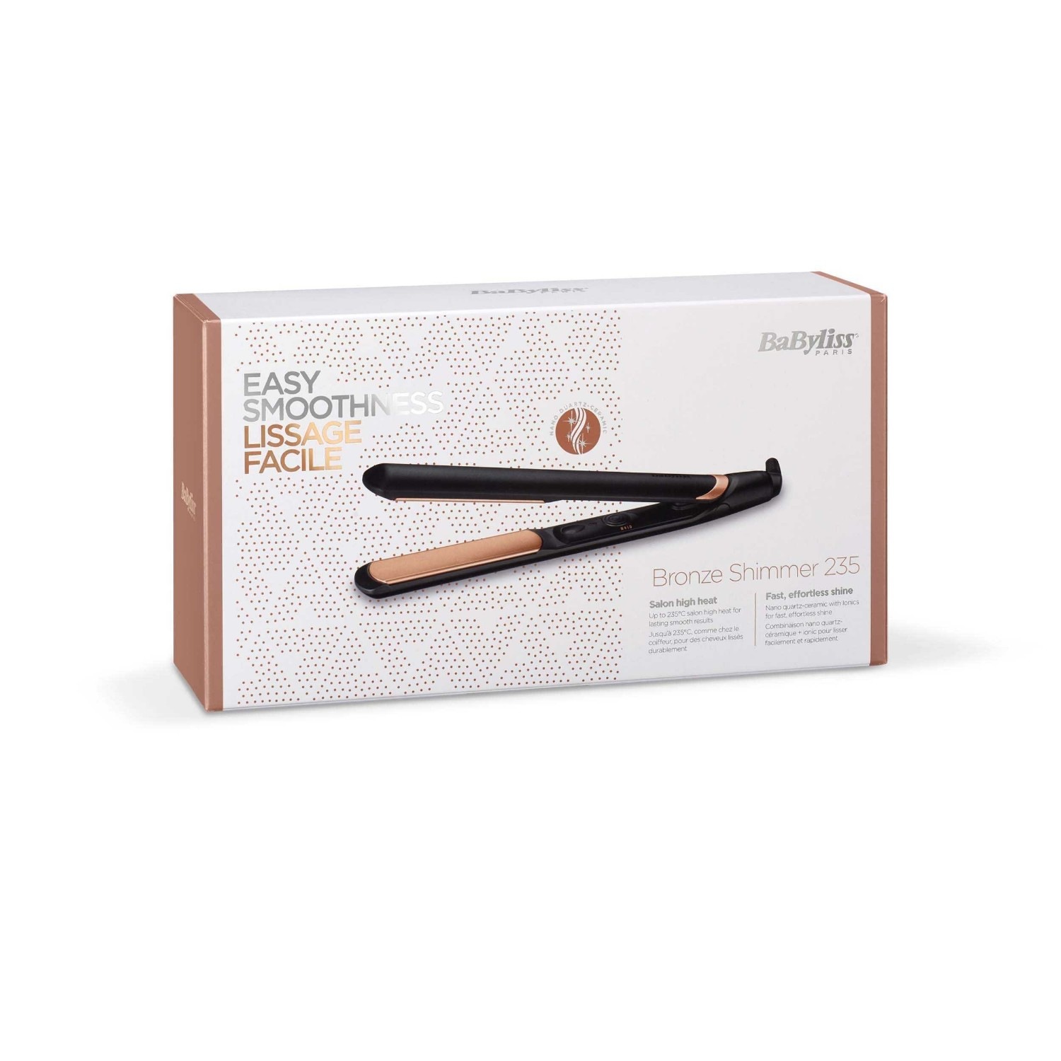 BaByliss ST598E - Lisseur Bronze Shimmer 235 Nano Quartz Céramique