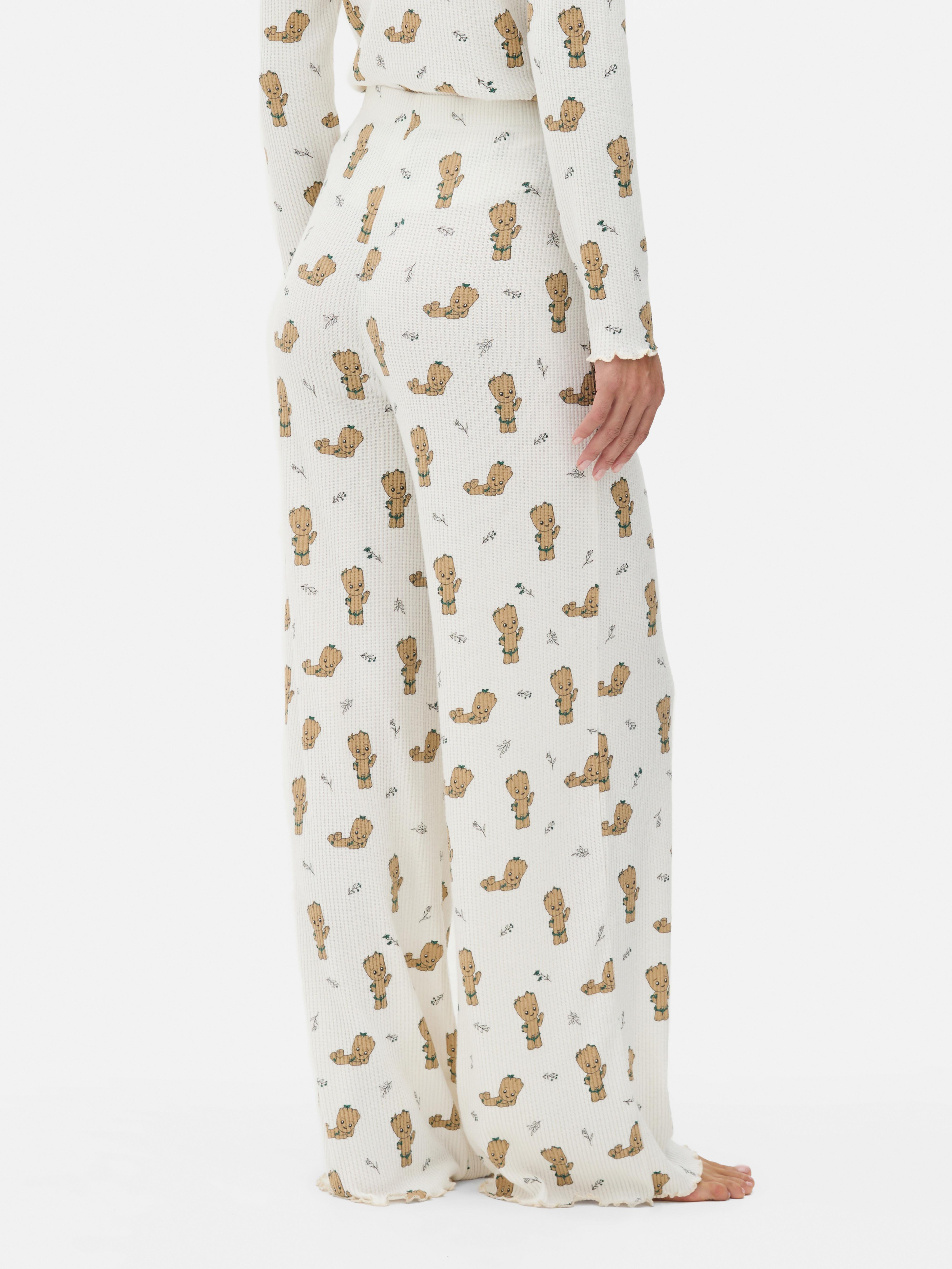 Pantaloni de pijama MARVEL Gardienii Galaxiei Groot Pantaloni de pijama lungi Marvel cu talie elastică și manșete festonate