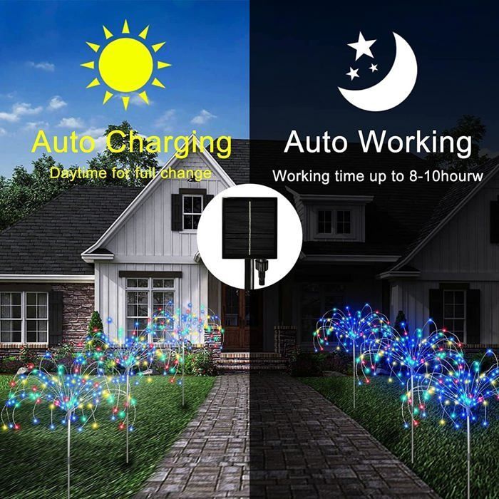 Juego de 3 luces solares para jardín con control remoto, 8 modos, 120 LED, iluminación exterior.