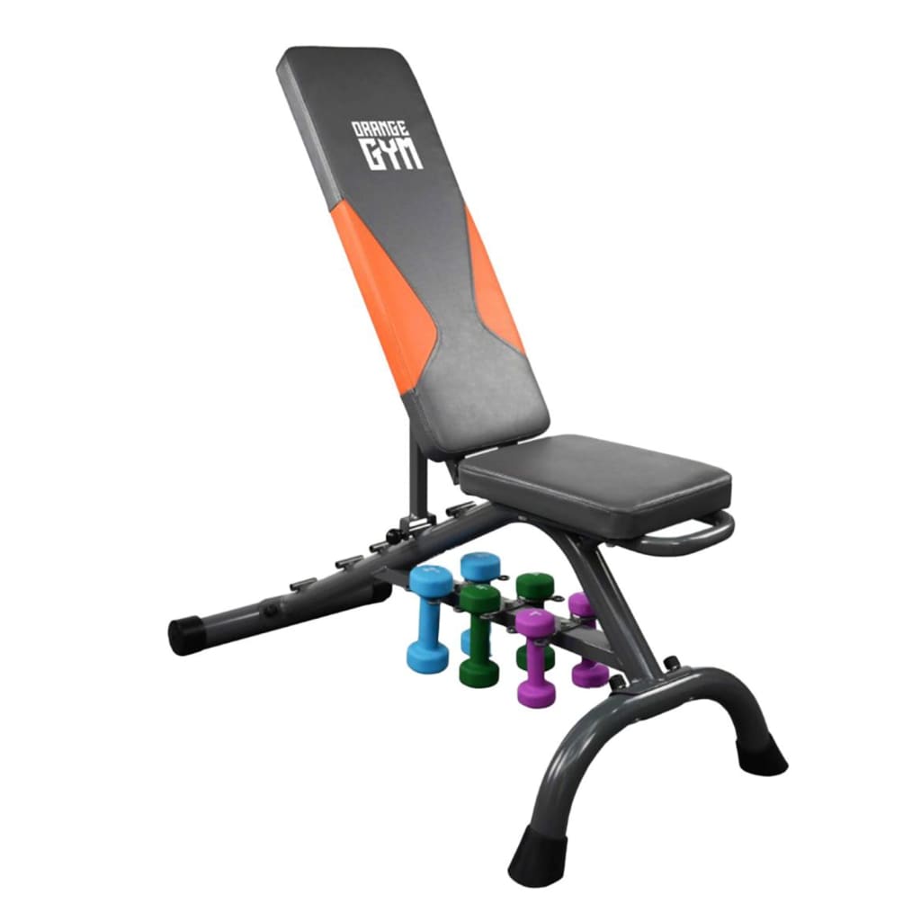  Banc de musculation avec poids en aluminium orange pour salle de sport