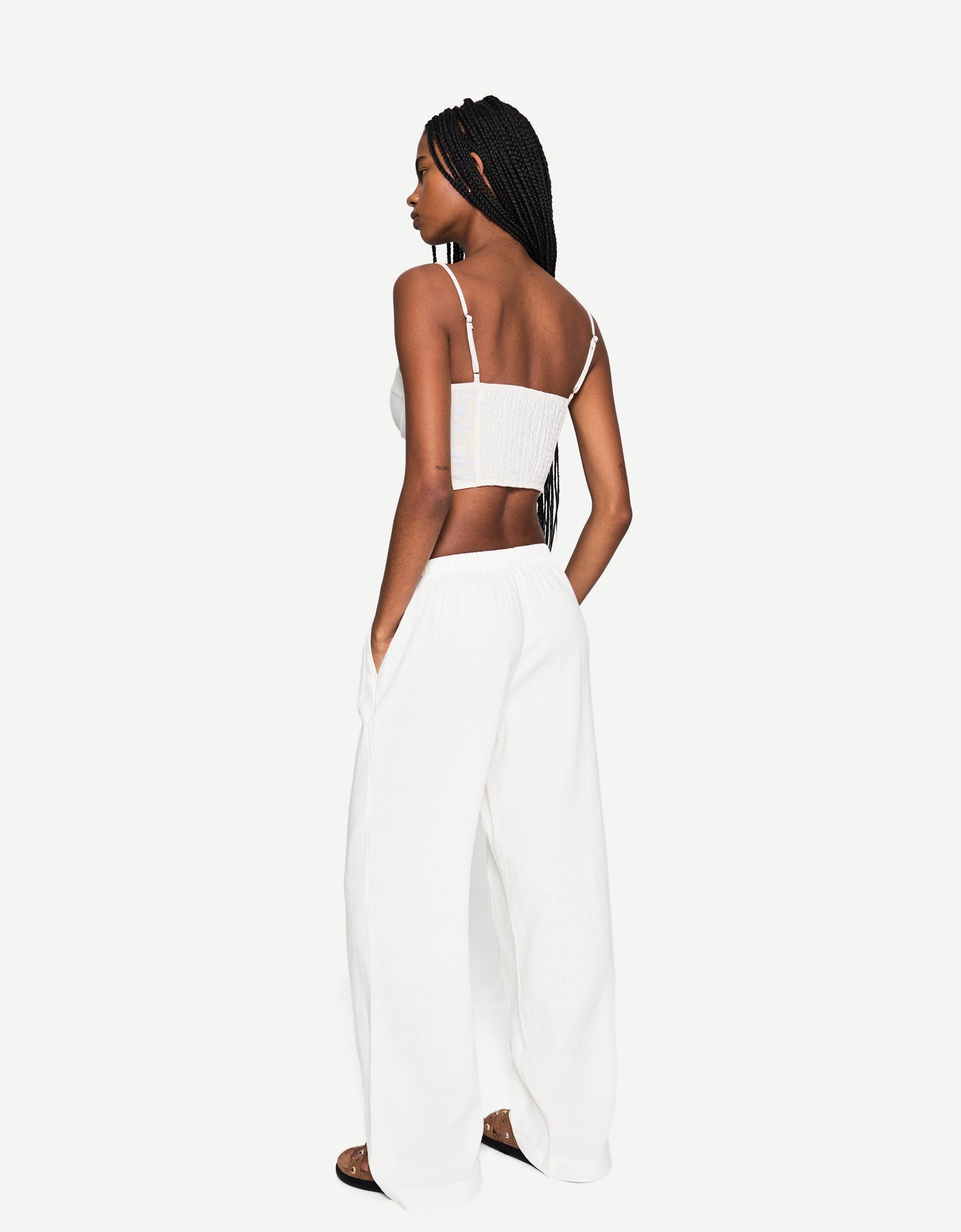 Pantaloni Bershka CON ELASTICO IN VITA - bianchi