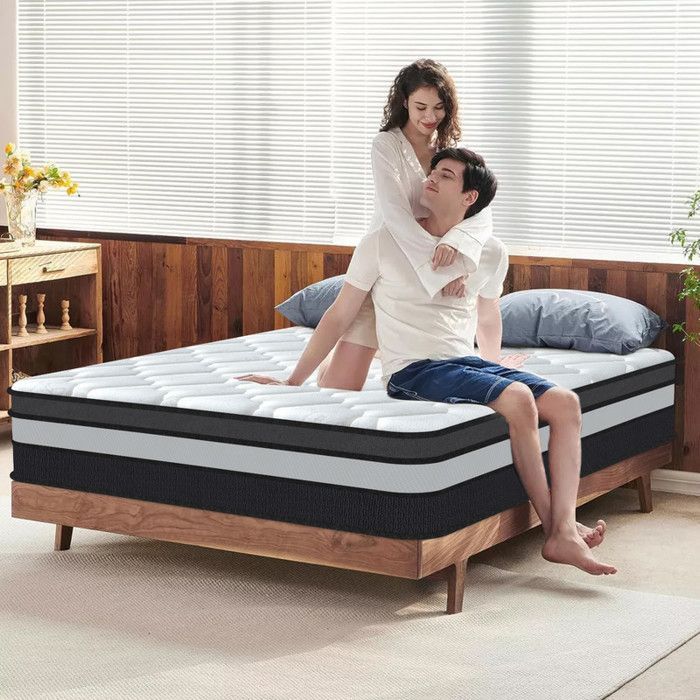Colchón de 140x200 cm - Espuma viscoelástica y muelles ensacados de 8 zonas - Firmeza H3 - Máximo confort ergonómico - Certificado