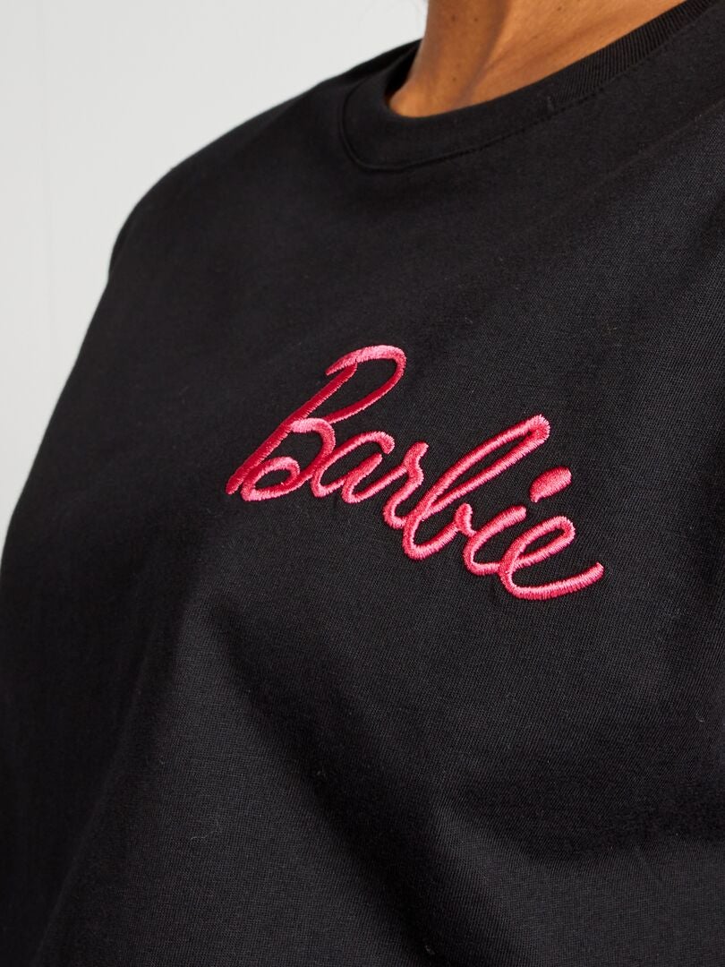 Camiseta 'Barbie' com ombreiras - preta