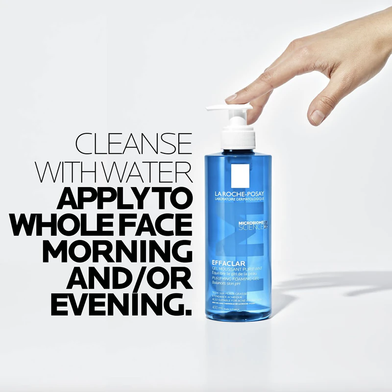 Gel de limpeza espumante Effaclar da La Roche-Posay para pele oleosa e com problemas.