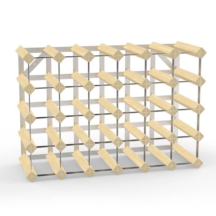 Range-bouteilles, Etagère à Vin , 30 bottles, 61,2 x 42 x 22,8 cm, Bois naturel, Dimensions:  61,2 x 42 x 22,8 cm