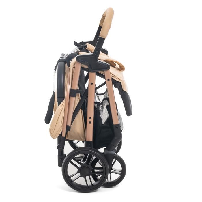 Bebelissimo - Passeggino ultracompatto - Leggero - Chiusura con una mano - Noce - Beige