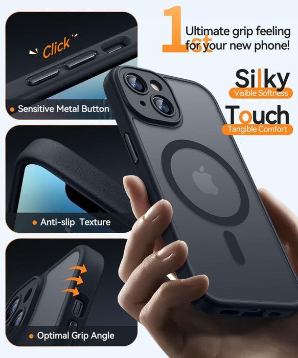 Magnetic Matte Case for iPhone 14 - HQSELECTION - Compatible with MagSafe - Shockproof Translucent Back Cover