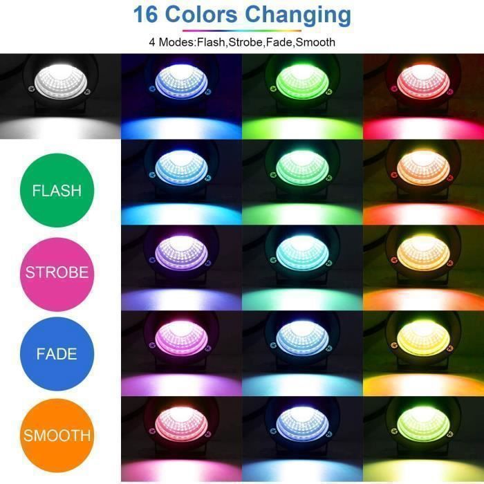 Focos LED RGB para exteriores de 10 W con estacas, luces de jardín impermeables IP65, paquete de 2