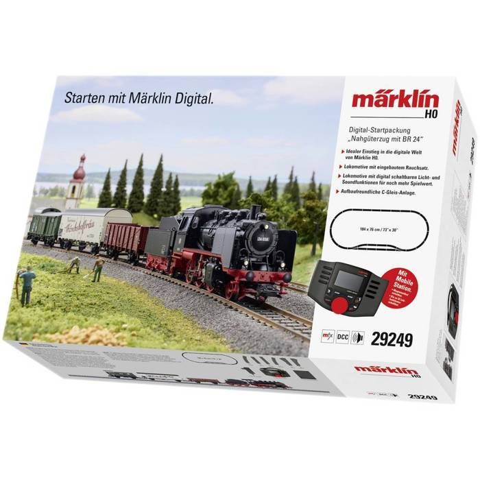 Kit de démarrage numérique H0 - MÄRKLIN - BR 24 - Locomotive à vapeur - Wagon de marchandises - Mixte