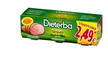 Presunto homogeneizado Dieterba, 3 frascos de 80 g cada