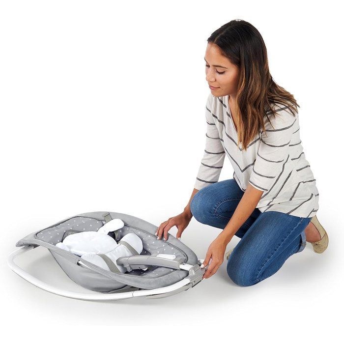INGENUITY Sammenleggbar, konvertibel vippestol til baby - Little Sheep - Fast eller gyngestilling, babygave