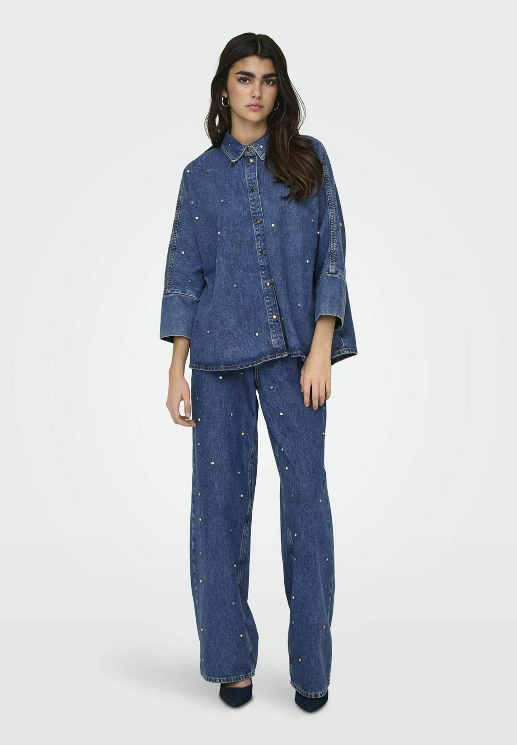 SOLO camicetta con bottoni - denim blu medio