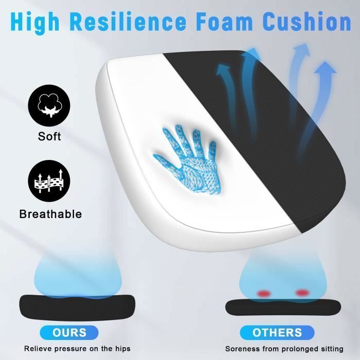 Cadeira de escritório - Assento ergonômico Naspaluro - Poltrona com apoios de braço rebatíveis a 90° - Suporte lombar - Altura ajustável