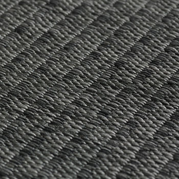 Tappeto da esterno 200x290 cm, nero, per balcone, cucina e terrazzo, tinta unita, tessitura piatta, resistente alle intemperie.