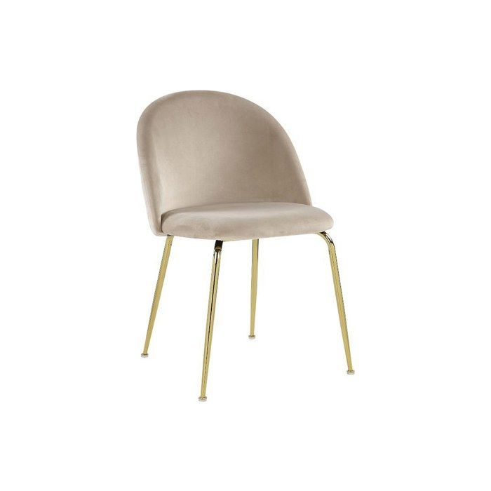 Lot de 2 chaises - Velours et acier inoxydable doré - Beige - MELBOURNE