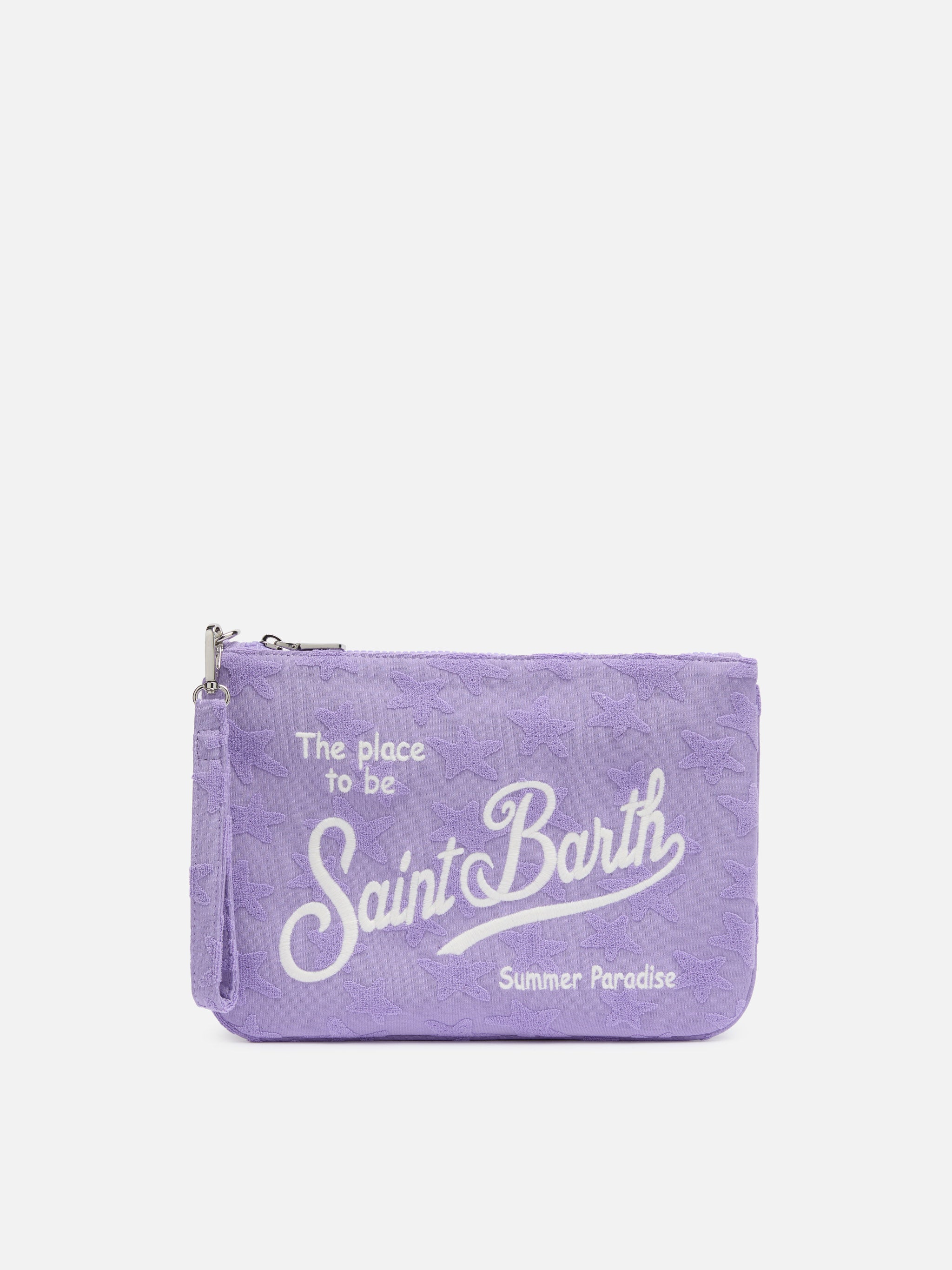 Parisienne clutch van lila spons met reliëf