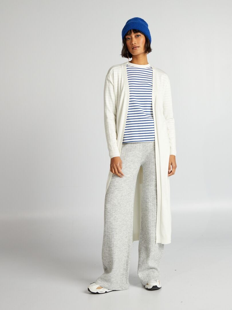 Extra lange cardigan met ceintuur - WIT
