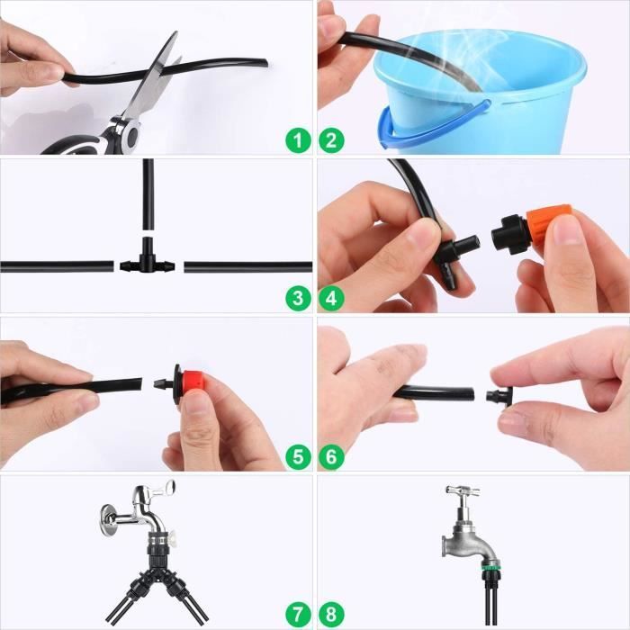 Kit de sistema de riego por goteo de 40 m para jardinería, césped, paisajismo y huertos.