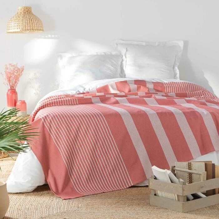 Copriletto singolo 180 x 220 cm in cotone/poliestere, modello Adele rosa
