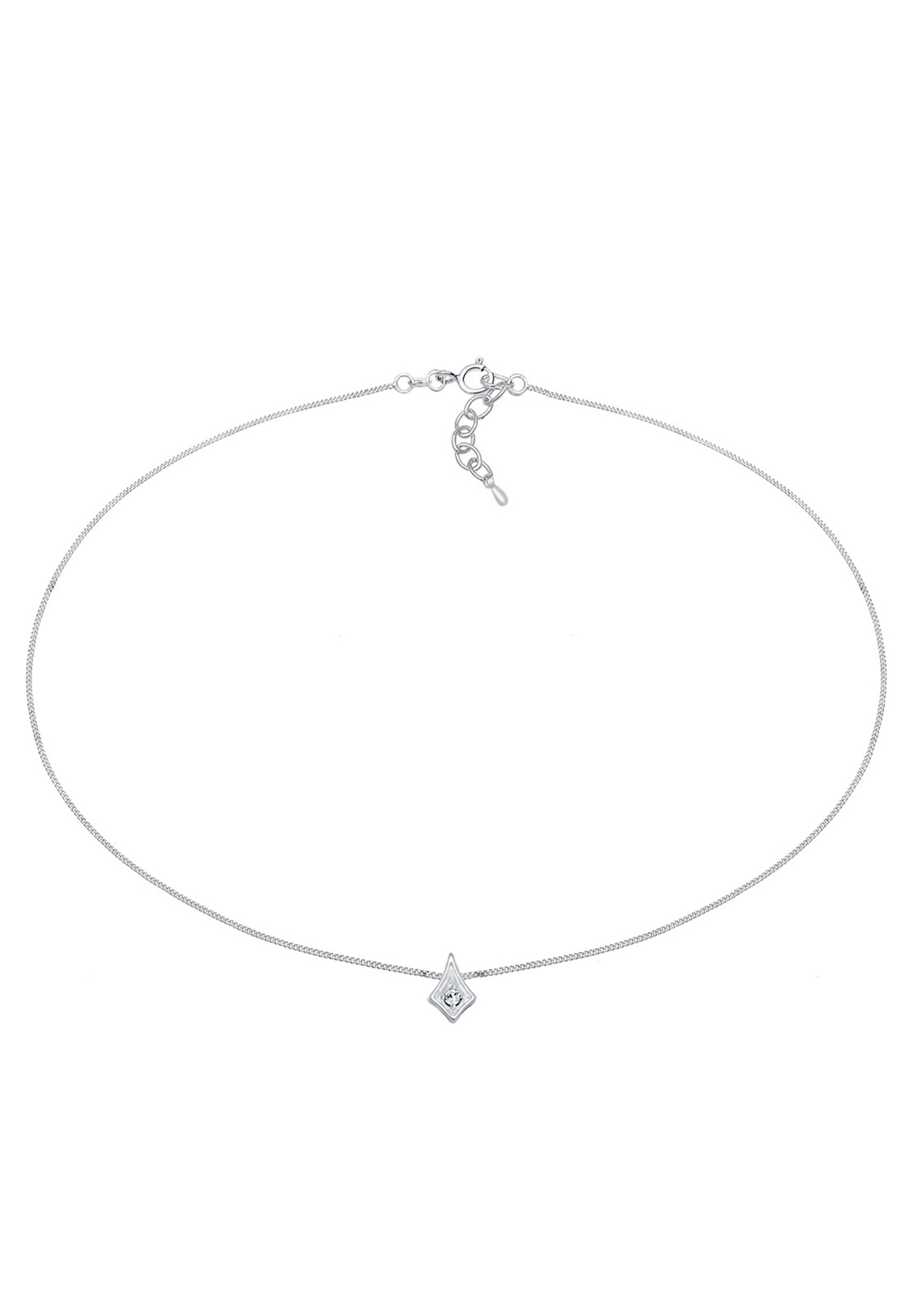 Elli Femme Choker Simple avec Cristal - (925/1000) Argent