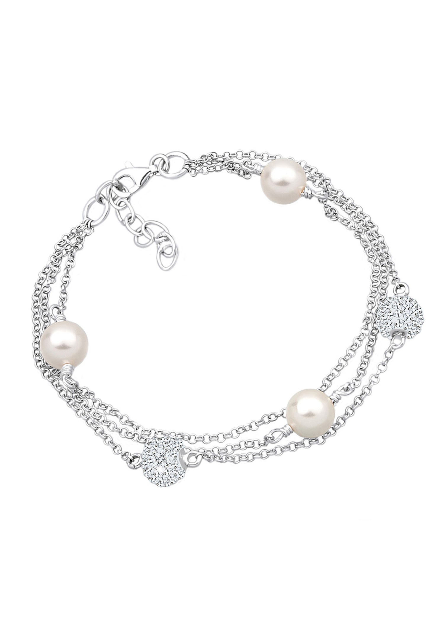 Elli Femmes look couches boule blanche avec des perles synthétiques en argent sterling 925