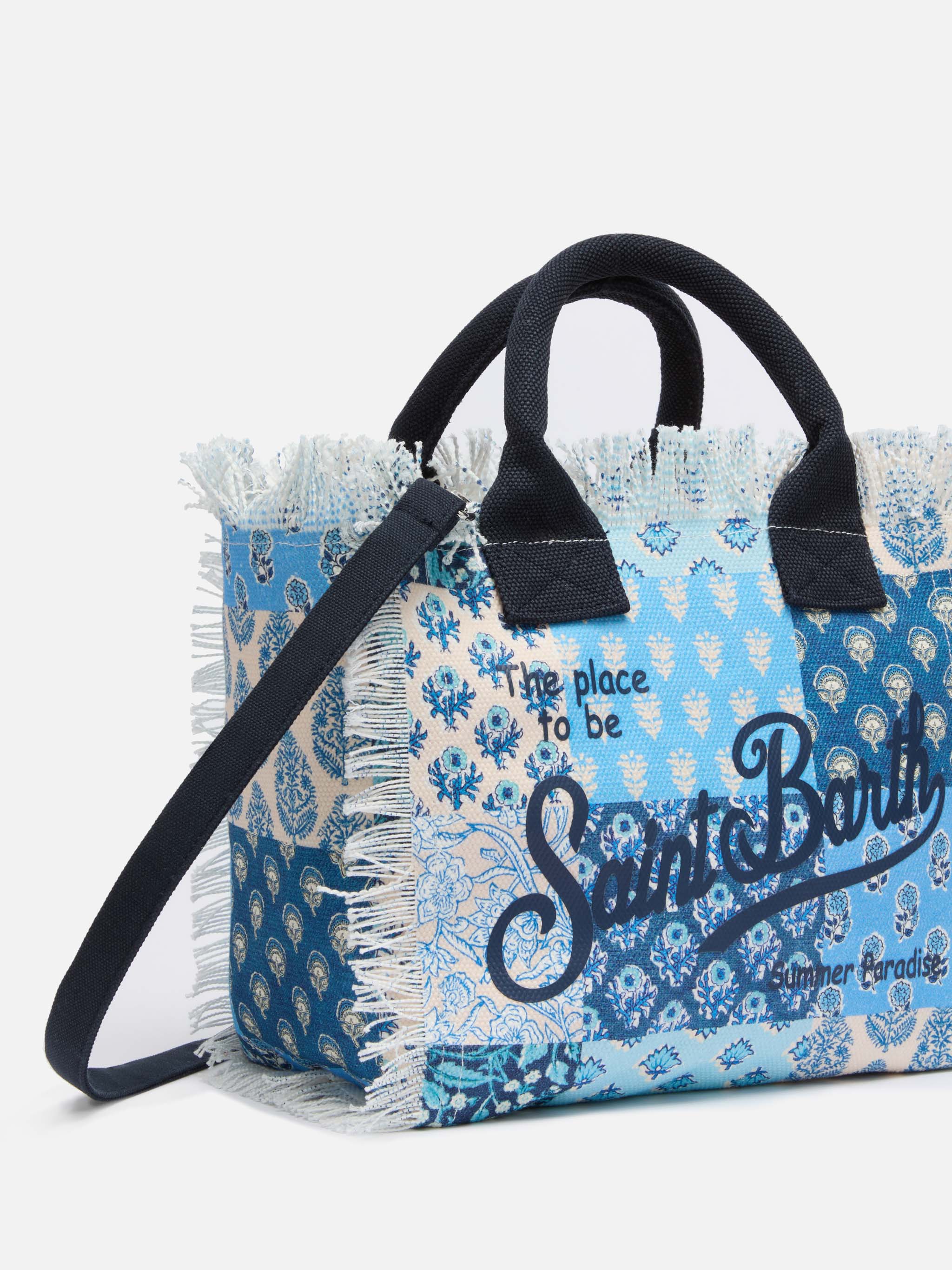 Colette katoenen canvas tas met bloemenprint.