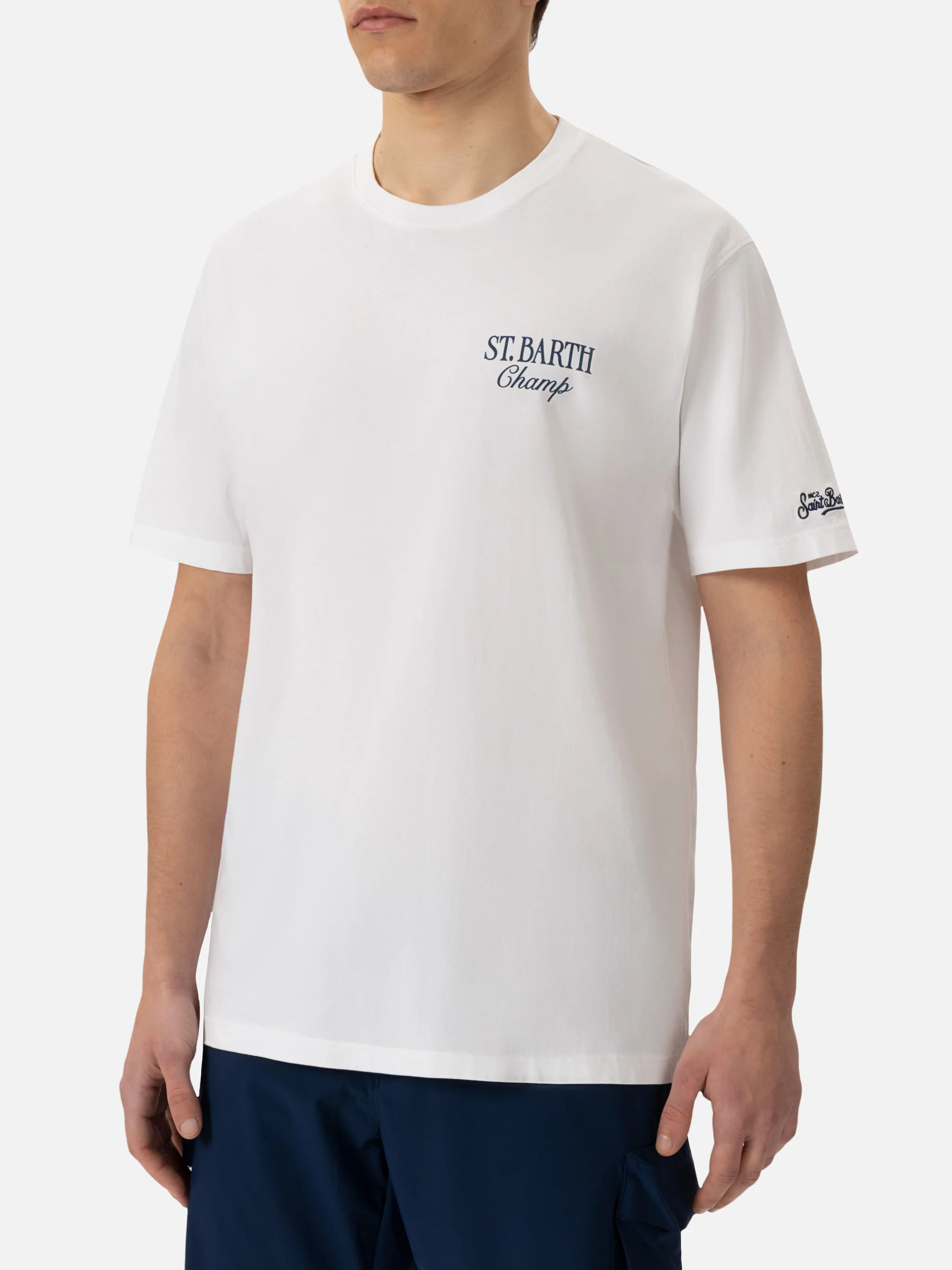 Heren T-shirt van katoen met St. Barth Tennis-print.