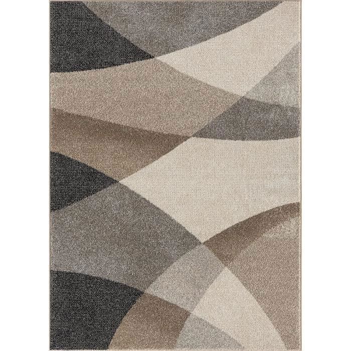 Alfombra moderna - The Carpet PEARL - Diseño ondulado - Beige 120x160 - Sintética