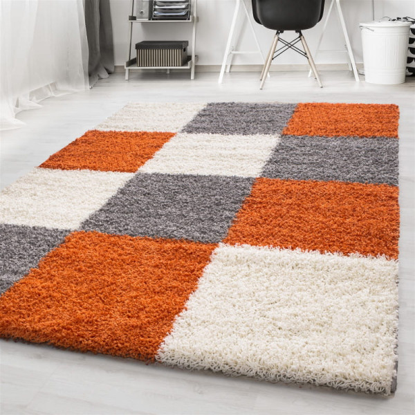 Dywan Shaggy Life pomarańczowo-szary 60 cm x 110 cm