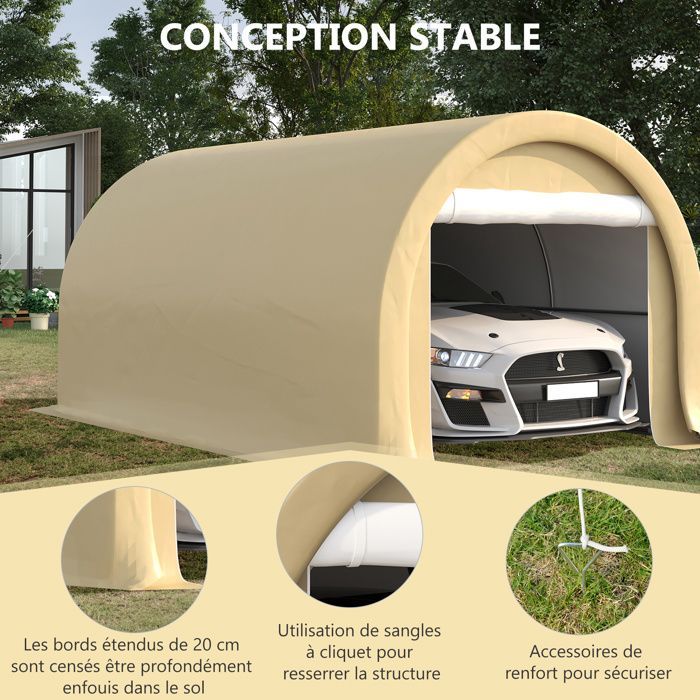 Posto auto coperto - Outsunny - 500x300x240cm - PE - beige